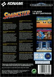 Box back cover for Sparkster on the Sega Genesis.
