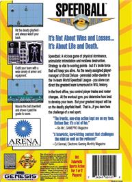 Box back cover for Speedball 2 on the Sega Genesis.
