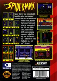 Box back cover for Spider-Man: The Animated Series on the Sega Genesis.