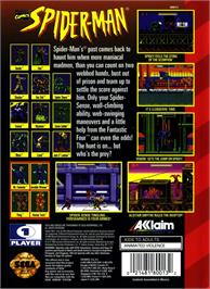 Box back cover for Spider-Man on the Sega Genesis.