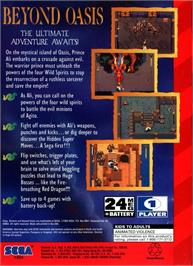 Box back cover for Story Of Thor - A Successor Of The Light, The on the Sega Genesis.