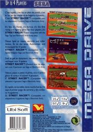 Box back cover for Street Racer on the Sega Genesis.