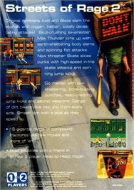 Box back cover for Streets of Rage 2 on the Sega Genesis.
