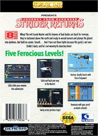 Box back cover for Strider 2 on the Sega Genesis.