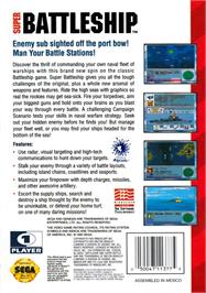 Box back cover for Super Battleship - The Classic Naval Combat Game on the Sega Genesis.