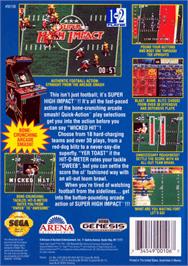 Box back cover for Super High Impact on the Sega Genesis.