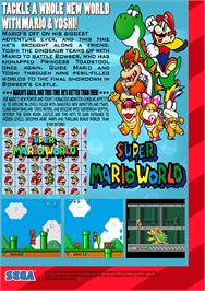 Box back cover for Super Mario World on the Sega Genesis.