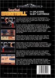 Box back cover for Super Real Basketball on the Sega Genesis.