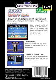 Box back cover for Super Volleyball on the Sega Genesis.