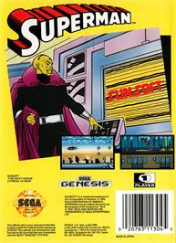 Box back cover for Superman - The Man Of Steel on the Sega Genesis.