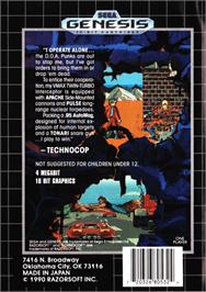 Box back cover for Techno Cop on the Sega Genesis.