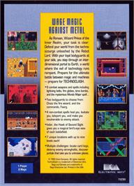 Box back cover for Technoclash on the Sega Genesis.