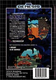 Box back cover for Technocop on the Sega Genesis.