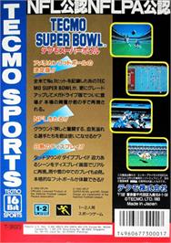 Box back cover for Tecmo Super Bowl on the Sega Genesis.