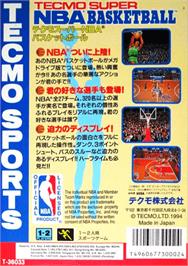 Box back cover for Tecmo Super NBA Basketball on the Sega Genesis.