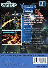 Box back cover for Thunder Force 3 on the Sega Genesis.