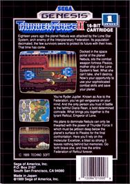 Box back cover for Thunder Force II on the Sega Genesis.
