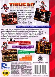 Box back cover for Tinhead on the Sega Genesis.
