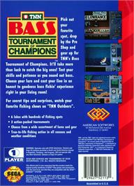 Box back cover for Tnn Bass Tournament Of Champions on the Sega Genesis.