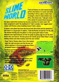 Box back cover for Todd's Adventures In Slime World on the Sega Genesis.