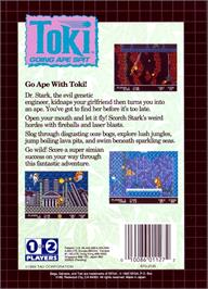 Box back cover for Toki on the Sega Genesis.