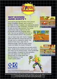 Box back cover for Toxic Crusaders on the Sega Genesis.