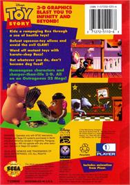 Box back cover for Toy Story on the Sega Genesis.