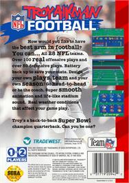 Box back cover for Troy Aikman NFL Football on the Sega Genesis.