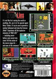 Box back cover for True Lies on the Sega Genesis.