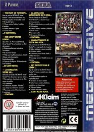 Box back cover for Ultimate Mortal Kombat 3 on the Sega Genesis.