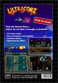 Box back cover for Ultracore on the Sega Genesis.