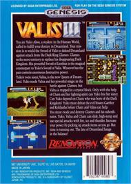 Box back cover for Valis 3 on the Sega Genesis.