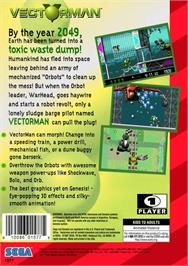Box back cover for Vectorman on the Sega Genesis.