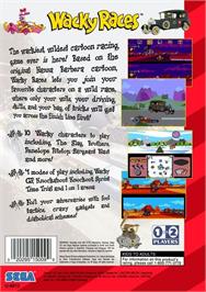 Box back cover for Wacky Races on the Sega Genesis.