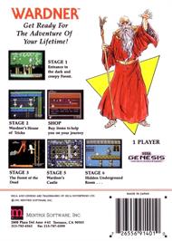 Box back cover for Wardner on the Sega Genesis.