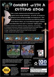 Box back cover for Weaponlord on the Sega Genesis.