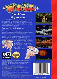 Box back cover for Wiz 'n' Liz - The Frantic Wabbit Wescue on the Sega Genesis.