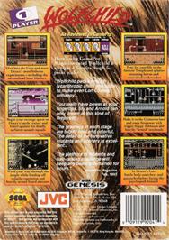Box back cover for Wolfchild on the Sega Genesis.