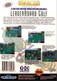 Box back cover for World Class Leaderboard on the Sega Genesis.