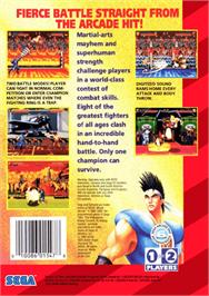 Box back cover for World Heroes on the Sega Genesis.