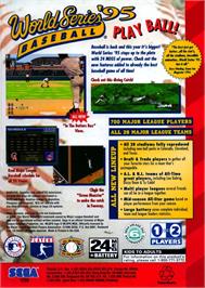 Box back cover for World Series Baseball '95 on the Sega Genesis.