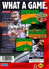 Box back cover for World Series Baseball '98 on the Sega Genesis.