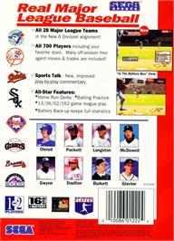 Box back cover for World Series Baseball on the Sega Genesis.