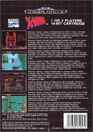 Box back cover for X-Men on the Sega Genesis.