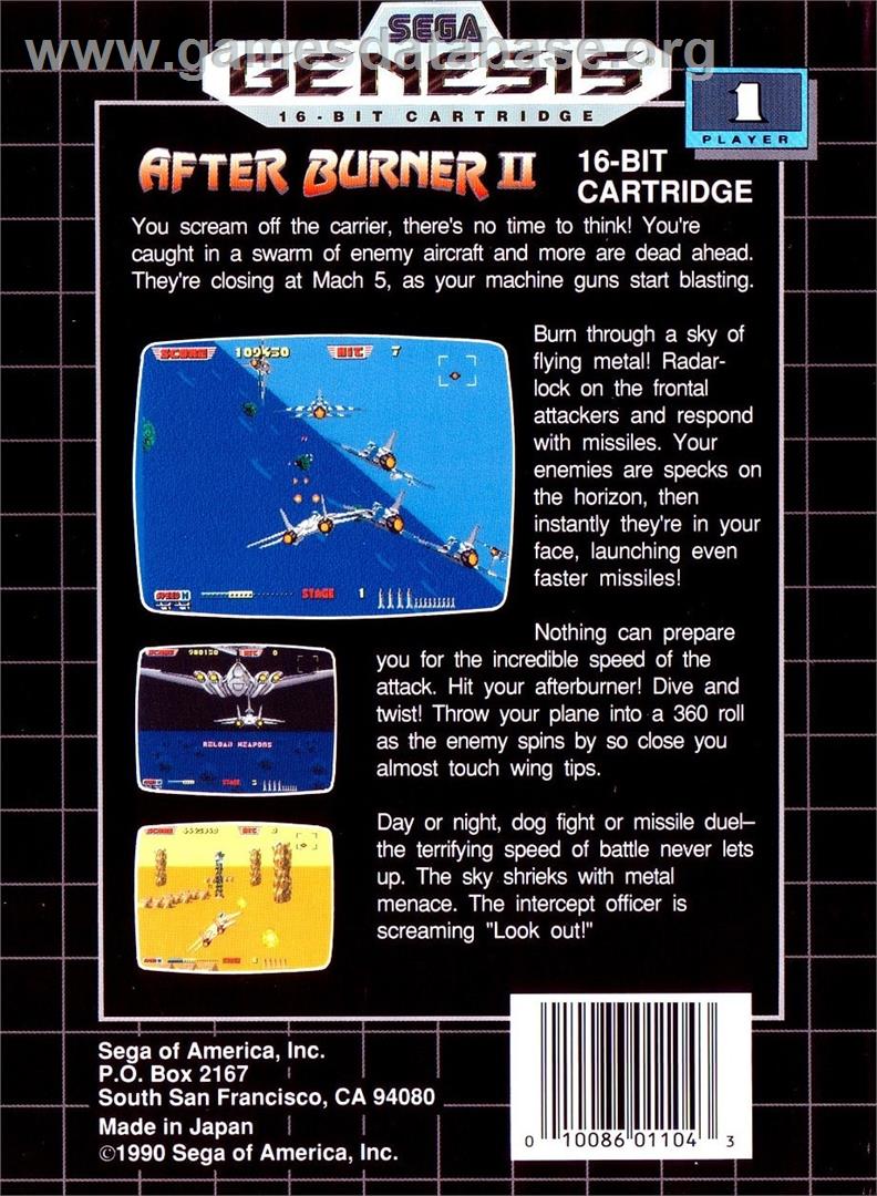 After Burner 2 - Sega Genesis - Artwork - Box Back