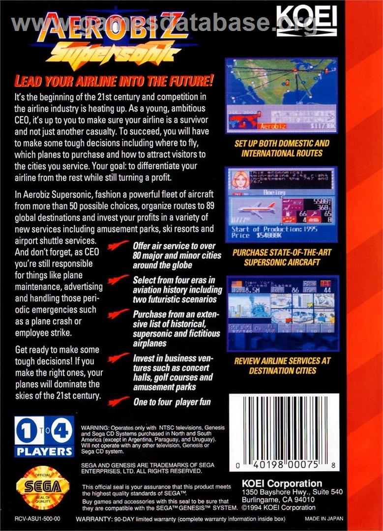 Air Management 2 - Koukuuou O Mezase - Sega Genesis - Artwork - Box Back