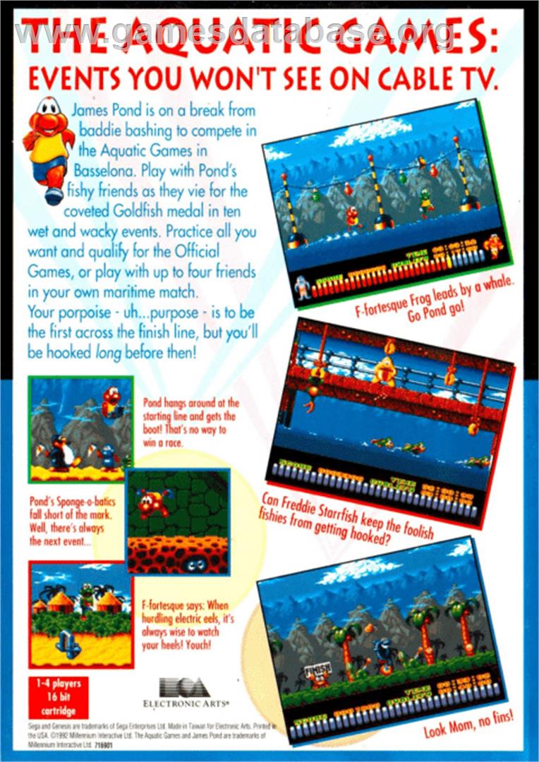 Aquatic Games: Starring James Pond, The - Sega Genesis - Artwork - Box Back