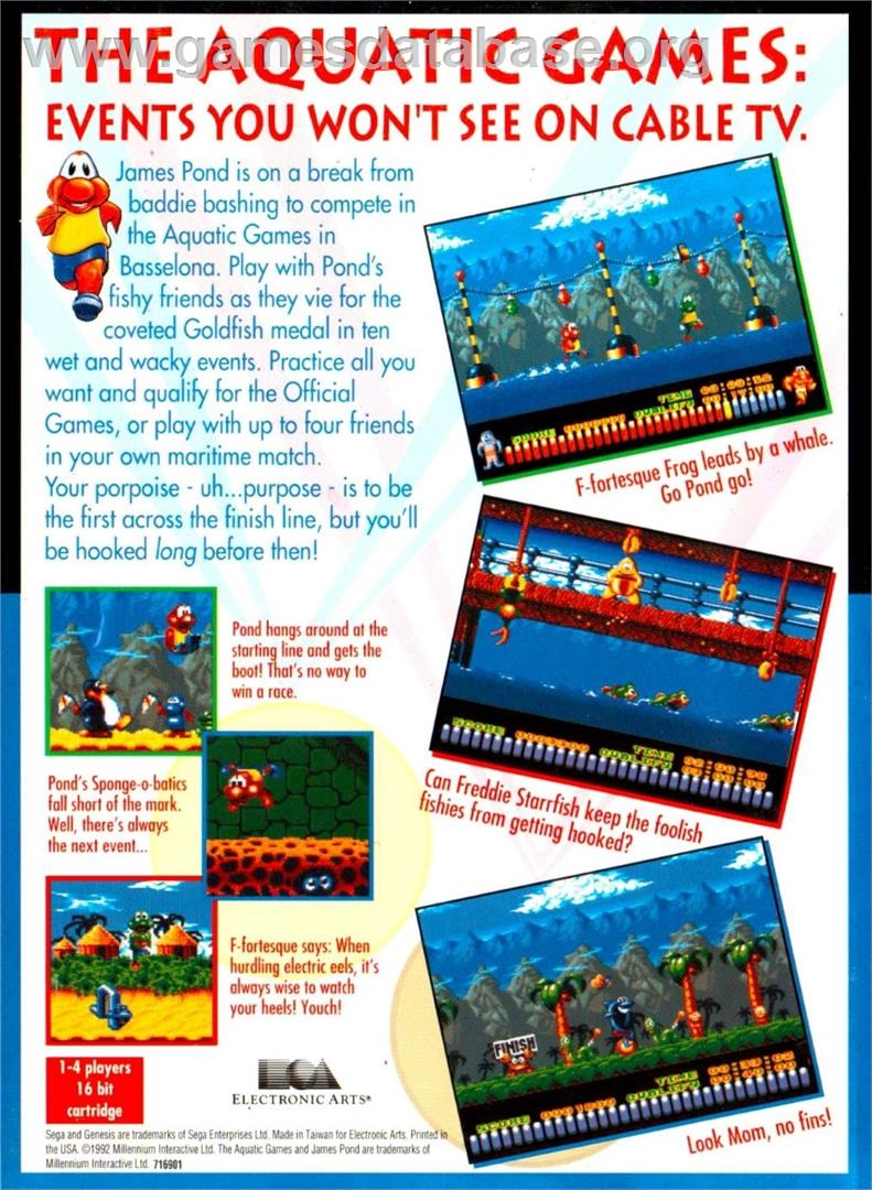 Aquatic Games Starring James Pond And The Aquabats, The - Sega Genesis - Artwork - Box Back