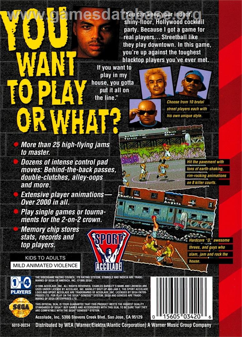 Barkley Shut Up And Jam 2 - Sega Genesis - Artwork - Box Back