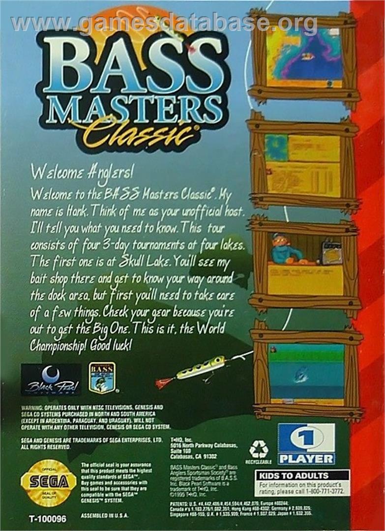 Bass Masters Classic - Sega Genesis - Artwork - Box Back